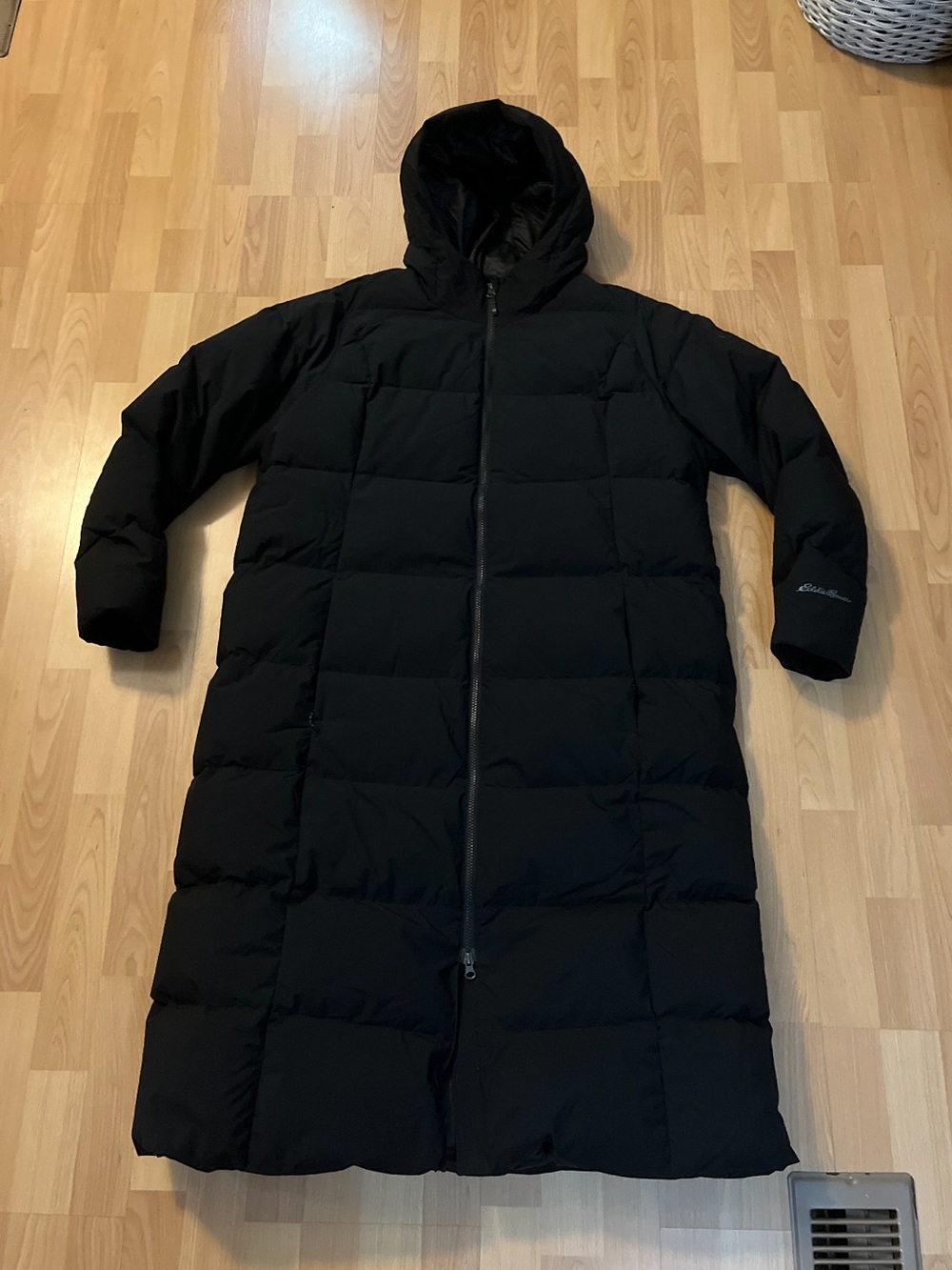 Eddie Bauer Black Long Hooded Puffer Coat
